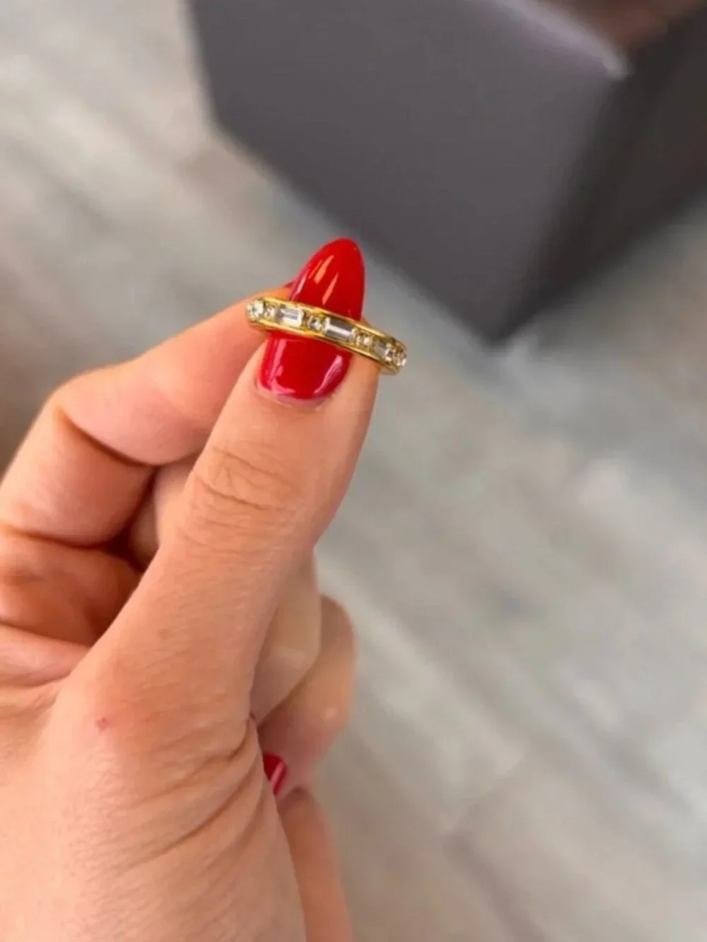 The Brenda Gold Baguette Eternity Ring with Clear Stones - Women Jewelry Sz 6